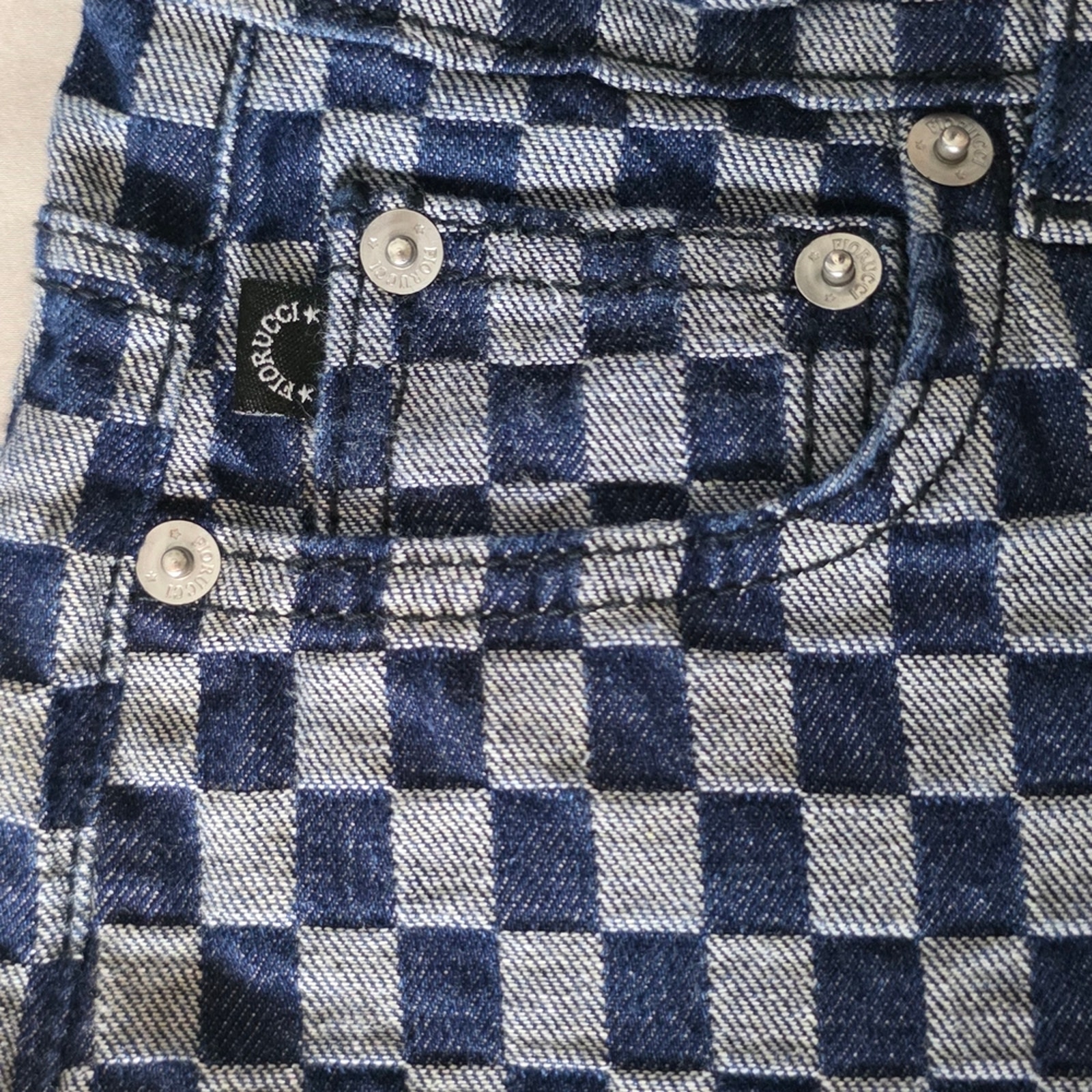 Vintage/Retro Fiorucci High Waisted Checkerboard Plaid Jeans Size 24 Rare — image 8 of 8